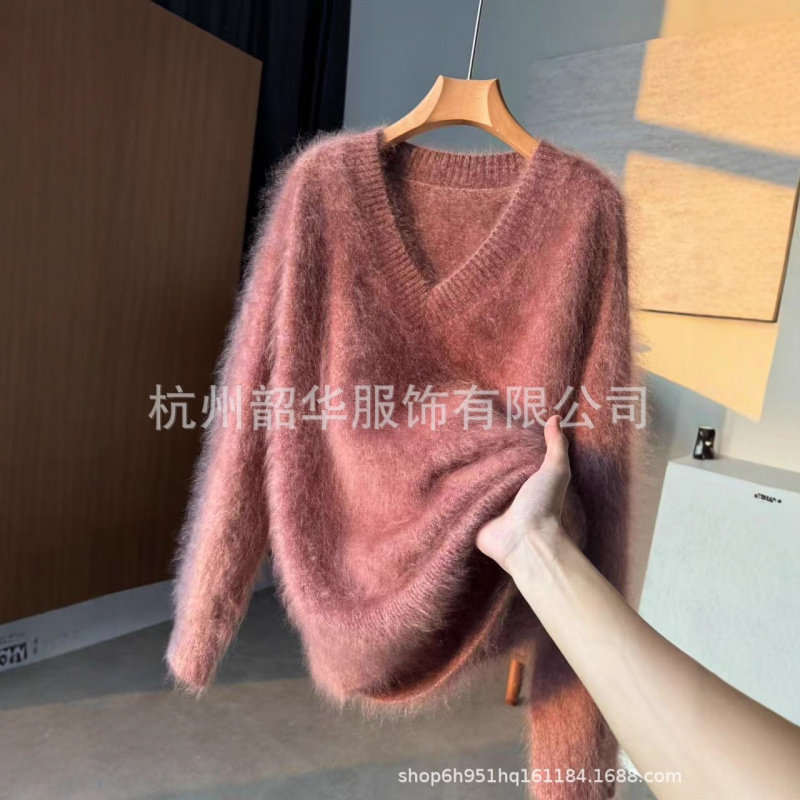 AB纱高端定织定纺夹花100%纯山羊绒拉毛衣V领套头针织衫 皮草保暖,女装/女士精品,羊绒衫,淘宝优惠券,粉丝福利购,淘宝优惠卷