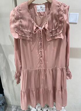 现货韩国进口2021春季新款POLA ROMO甜美宽松长袖娃娃裙女连衣裙