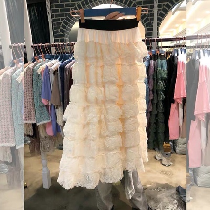 现货韩国东大门2023春夏新款款tara by motion重工多层蛋糕半身裙