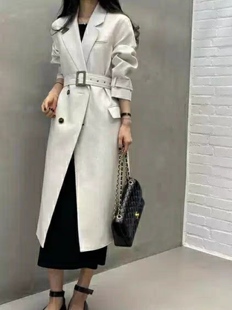 韩国东大门进口EARLGREY PEOPLE时尚百搭翻领系扣长袖风衣外套