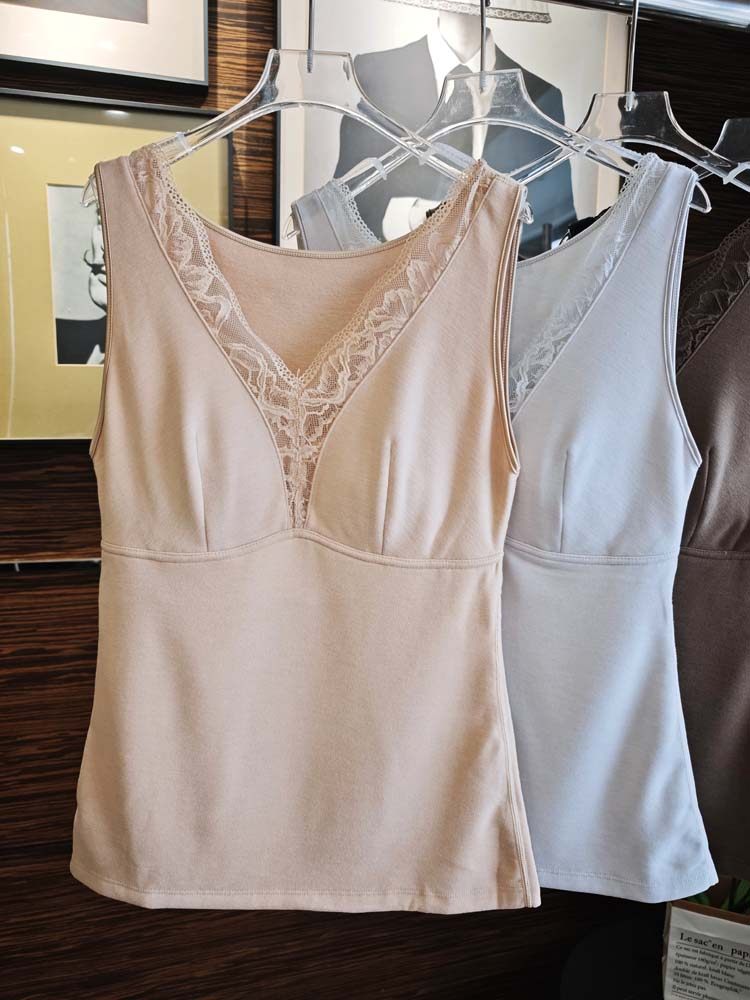 法式羊绒桑蚕丝保暖背心女带胸垫显瘦V领宽肩带内搭发热打底上衣,女装/女士精品,背心吊带,淘宝优惠券,粉丝福利购,淘宝优惠卷