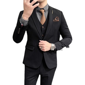西服套装条纹男西装三件男士小西装外套A207-TZ25-P230大码加价图片