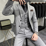 西服套装男英伦韩版修身两粒扣西装三件套商务A207-TZ817-P235，男装西服套装，电商A207