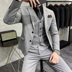 西服套装男英伦韩版修身两粒扣西装三件套商务A207-TZ817-P235图片