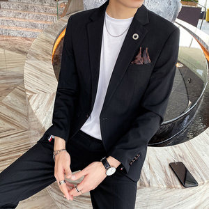 20新款西服套装韩版修身条纹西装两件套A470-LJT25-P185大码加价图片