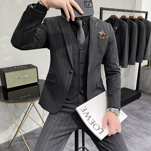 西服套装条纹男西装三件男士小西装外套A207-TZ25-P230大码加价图片
