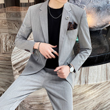 20新款西服套装韩版修身条纹西装两件套A470-LJT25-P185大码加价，男装西服套装，电商A207