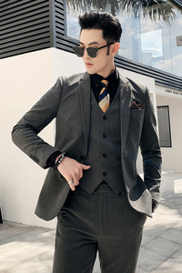 西装套装男英伦风韩版修身三件套商务西服A470-TZ26-P220大码加价图片