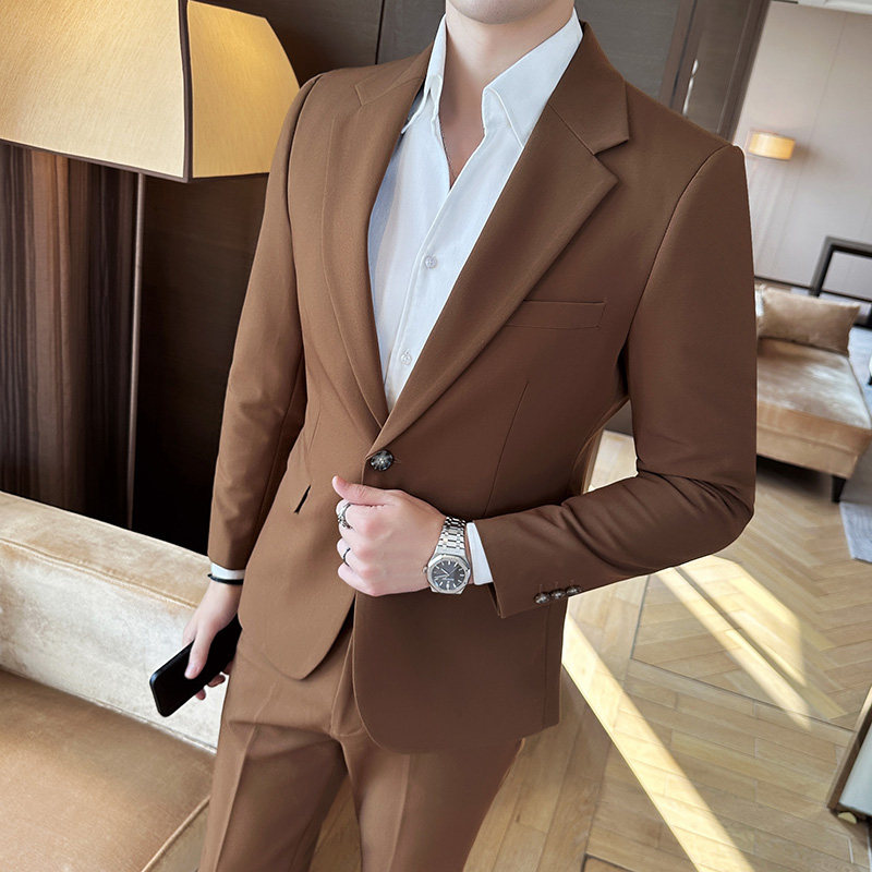 秋冬西服套装正装休闲新郎婚礼西装两件套A207-LJT805-P210,男装西服套装,电商A207