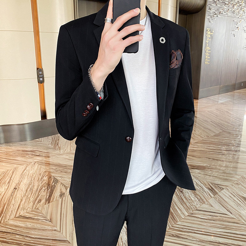 20新款西服套装韩版修身条纹西装两件套A470-LJT25-P185大码加价,男装西服套装,电商A207