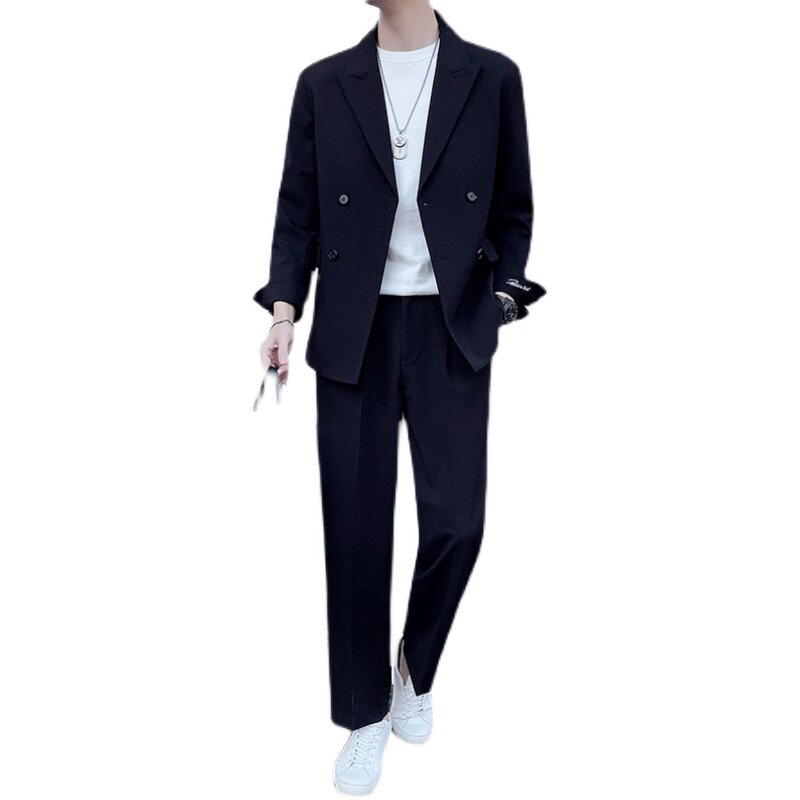 ins痞帅宽松西装男套装双排扣西装A207-LJT819-P200,男装西服套装,电商A207