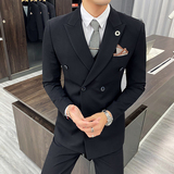 英伦风双排扣西装套装三件套新郎礼服西服A470-TZ36-P220大码加价，男装西服套装，电商A207