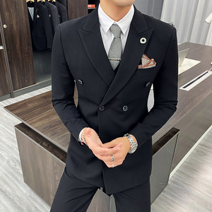 英伦风双排扣西装套装三件套新郎礼服西服A470-TZ36-P220大码加价图片