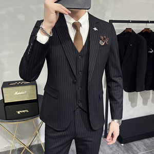 西服套装男三件套条纹休闲商务西服A207-TZ813-P235图片