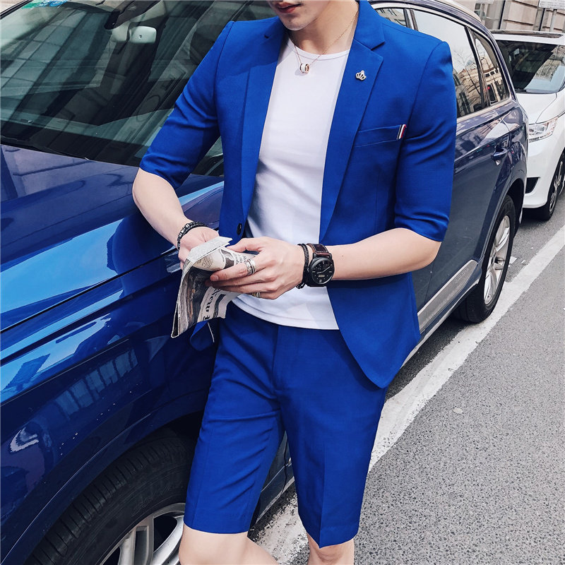 2025夏款七分袖西装男套装九分休闲裤中袖西服A470-TZ31-P150,男装西服套装,电商A207