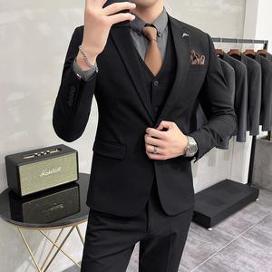 西服套装男英伦韩版修身西装三件套商务A207-TZ816-P235大码加价图片