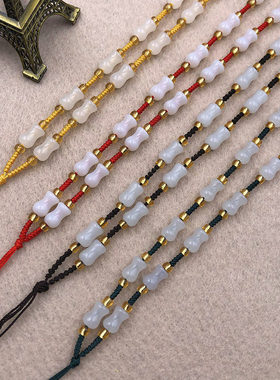 高档手工玉石玉佩编织红绳项链吊坠挂花瓶珠颈绳项链绳子批挂件发