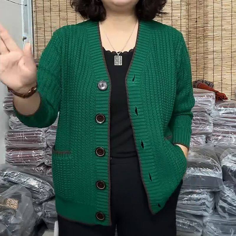 复古文艺民族风中老年长袖针织开衫妈妈装2026秋季新款