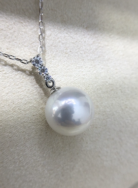 经典简约气质百搭款铂金pt950吊坠 10-11mm正圆白色淡水珍珠
