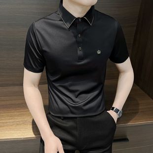 翻领男士 夏季 薄款 t恤 刺绣休闲百搭半袖 领珠地布POLO衫 衬衫 男短袖