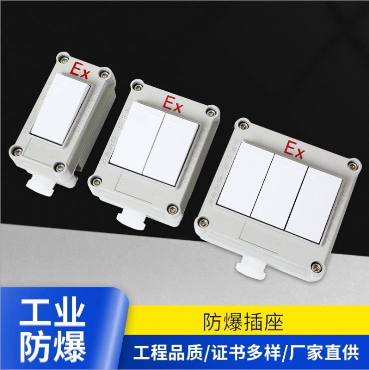 防爆开关单联控制墙壁插座面板86型照明空开暗装明装工业220v三相