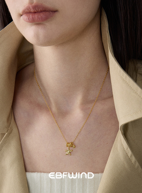 EBFWIND 碎冰冰 金色清冷爆闪碎冰感纹理五角星轻奢高级感项链