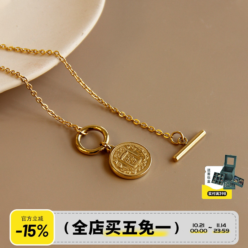 耳边风双面罗马人脸法式项链毛衣