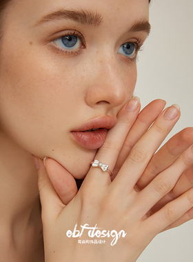 耳边风蝴蝶结925纯银开口戒指