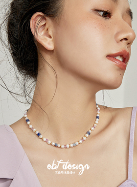 耳边风重工串珠设计长春花兰项链