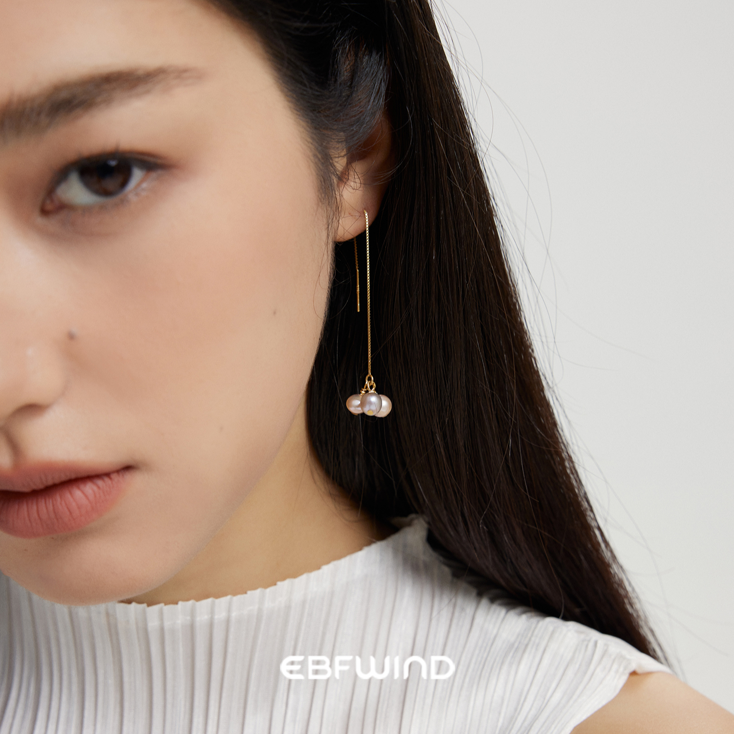 EBFWIND 人鱼耳线  复古温柔风一款两戴长款抽拉显瘦天然珍珠耳线