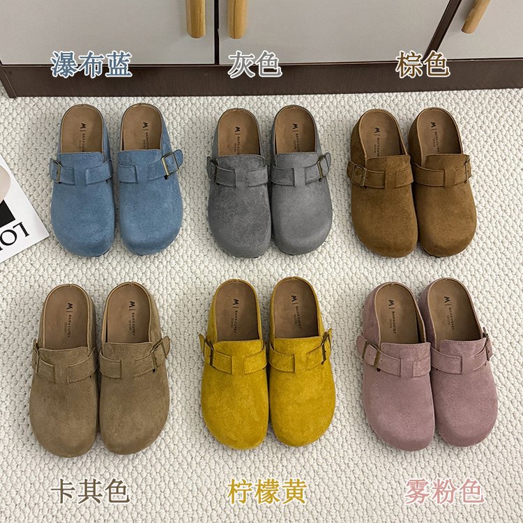 厚底勃肯鞋一脚蹬懒人鞋包头半拖鞋女2025新款外穿森系内增高单鞋