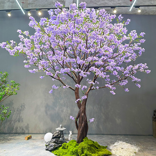 仿真蓝花楹大型假树室内装饰影视道具树桃花造景美陈景观