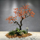 仿真柿子树新年红包许愿树落地假果树室内外中式 酒店橱窗装 饰造景