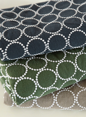 布悟日式ins刺绣圆圈布料加厚棉麻底布重工绣花铃鼓春款4色可选