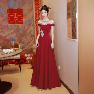 2025年法式气质敬酒服新娘高级感宴会订婚礼服回门宴会主持人长裙