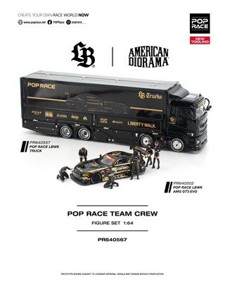 POPRACE X LBWK 1:64 黑色货柜 奔驰AMG GT3人偶等三件套汽车模型