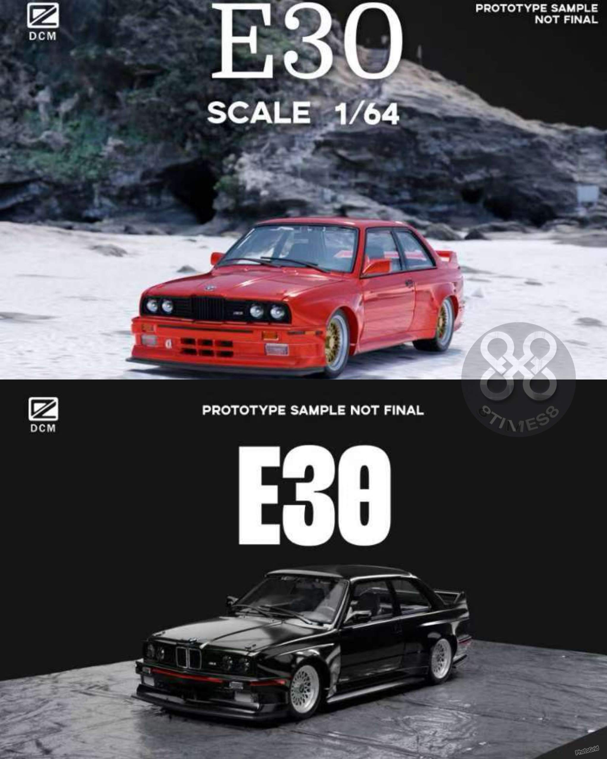 DCM 1/64 BMW M3 (E30) 黑色 红色 合金汽车模型