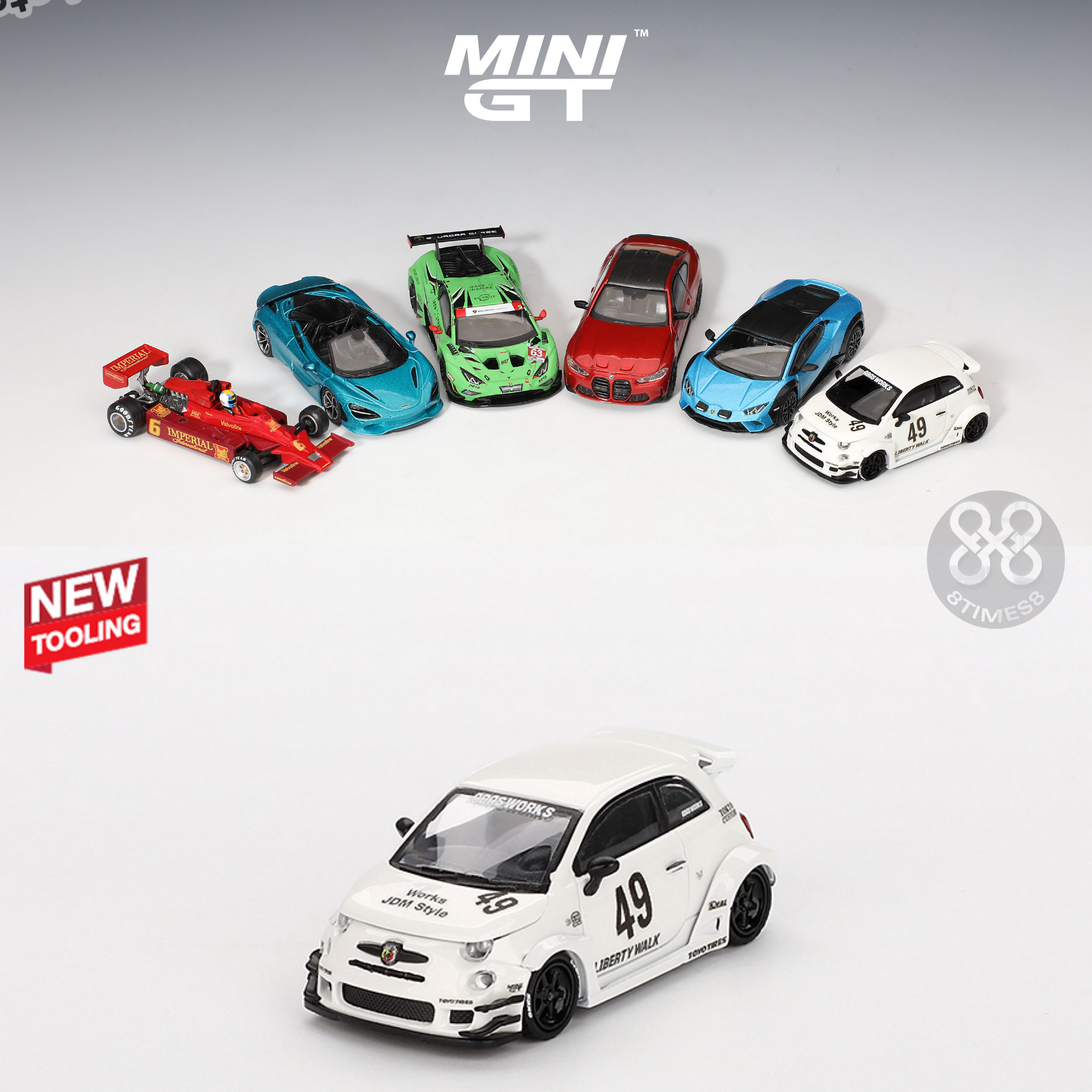minigt 1:64阿巴斯abas works abarth 595 gar a 白色合金车模809