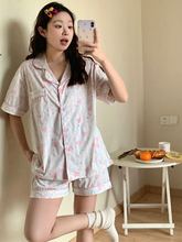 可爱多巴胺睡衣女夏季薄款短袖短裤学生甜美休闲可外穿家居服套装