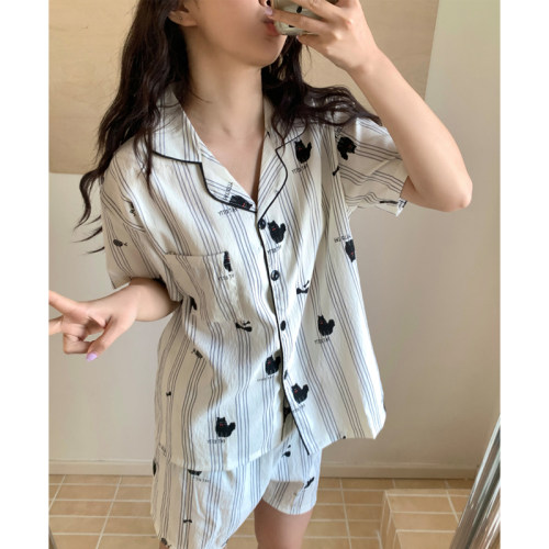 可爱猫咪夏季薄款睡衣女