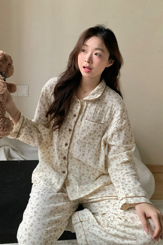小碎花韩系ins长袖睡衣