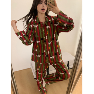 圣诞小狗情侣款磨毛德绒睡衣女款冬季加厚保暖家居服2025秋冬新款