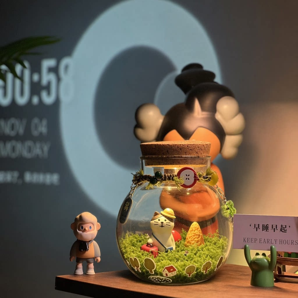 猫咪生日小夜灯diy材料包许愿瓶玻璃高级氛围灯送男朋友实用礼物