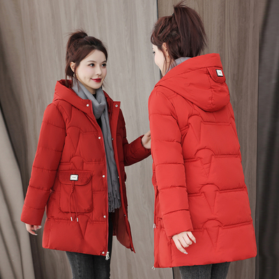 2025新款韩版羽绒棉服女中长款加厚棉衣洋气连帽棉袄宽松冬季外套
