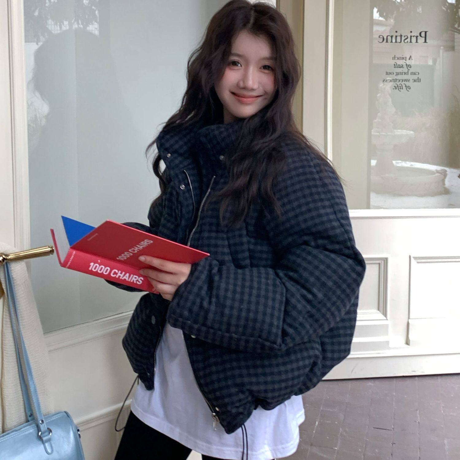 韩系格纹羽绒棉服女短款立领保暖棉衣冬季加厚面包服小个子外套潮,女装/女士精品,棉衣/棉服,淘宝优惠券,粉丝福利购,淘宝优惠卷