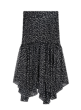 idole奕多夏季新款不规则波点半身裙女高腰中长款垂感气质a字裙子