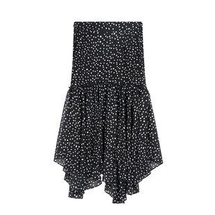 idole奕多夏季新款不规则波点半身裙女高腰中长款垂感气质a字裙子