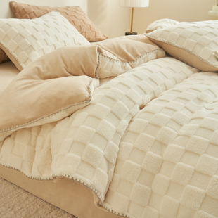 冬季加绒珊瑚绒被套单件加厚双面绒冬天法兰绒牛奶绒被罩单人毛绒