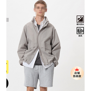 长袖 家防风立领茄克 新款 2025春季 聚醯胺纤维休闲连帽外套