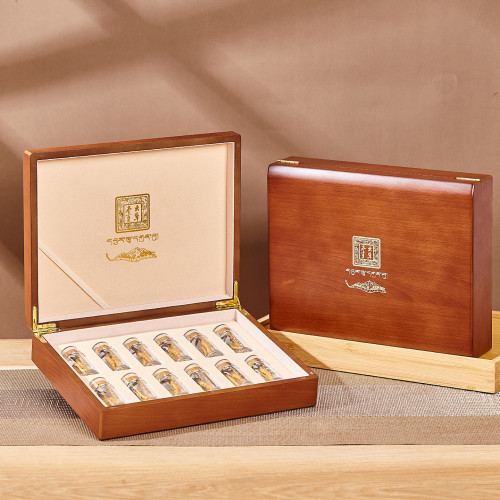 新款高档冬虫夏草包装盒12管装20管装西藏那曲虫草木盒礼品盒空盒